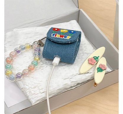 Floral Embroidered Denim AirPods / Pro Earphone Case Skin