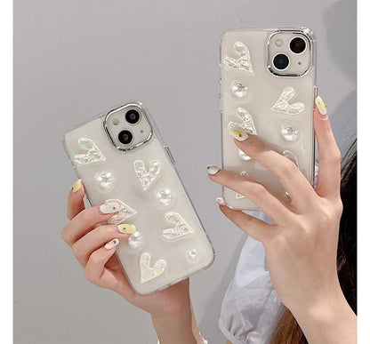 Phone Case Faux Pearl Heart