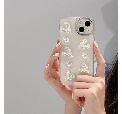 Phone Case Faux Pearl Heart