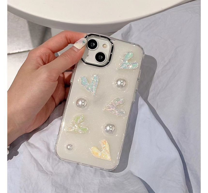 Phone Case Faux Pearl Heart