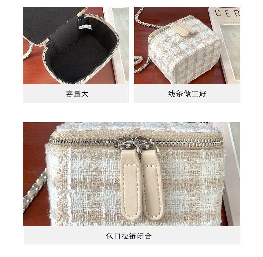 Plaid Chain Strap Crossbody Bag