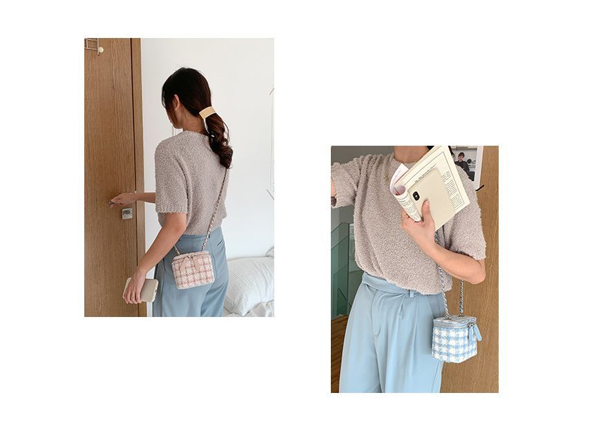 Plaid Chain Strap Crossbody Bag