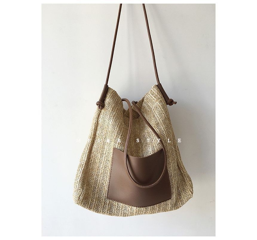 Straw Applique Bag Tote