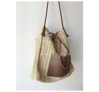 Straw Applique Bag Tote