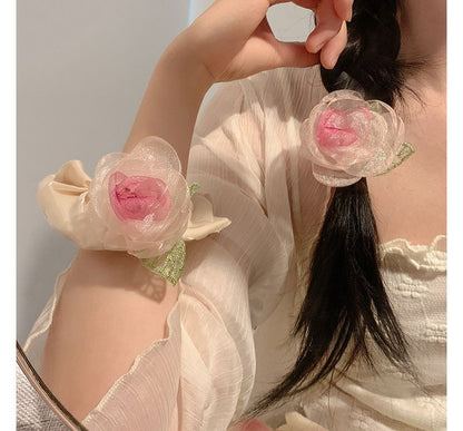 Rose Organza Scrunchie / Hair Clip / Hair Clamp