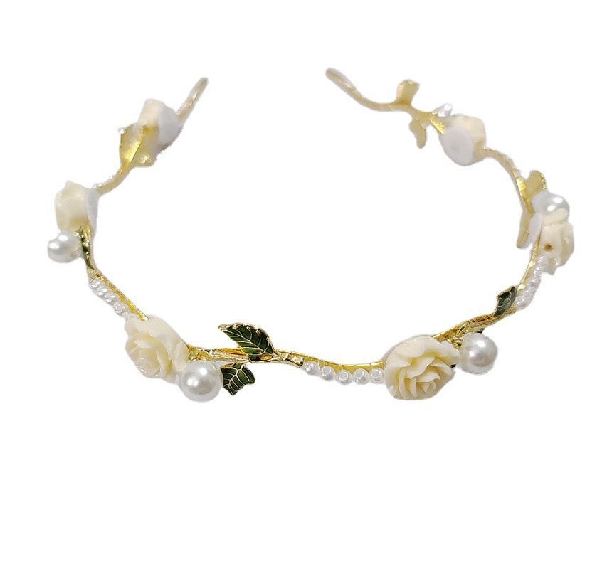 Rose Faux Pearl Alloy Headband