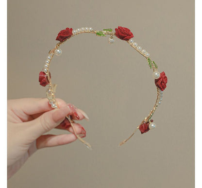 Rose Faux Pearl Alloy Headband