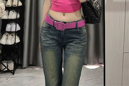 Low Waist Washed Flared Jeans