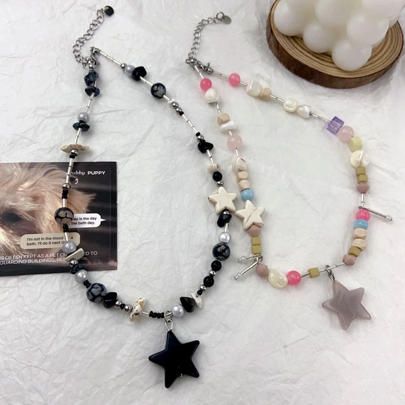 Star Pendant Beaded Necklace