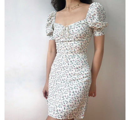 Short-Sleeve Mini Dress Floral Sheath