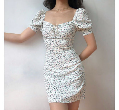 Short-Sleeve Mini Dress Floral Sheath