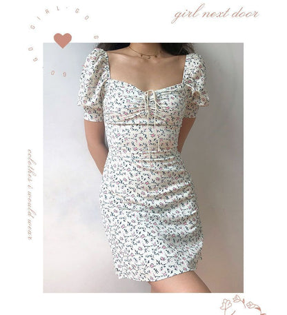 Short-Sleeve Mini Dress Floral Sheath