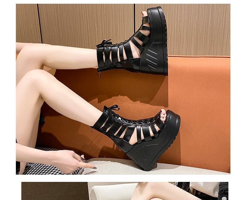 Lace-Up Platform Wedge Heel Sandals Gladiator