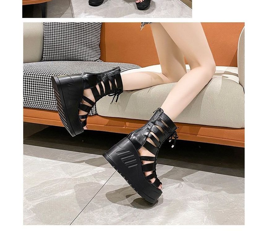 Lace-Up Platform Wedge Heel Sandals Gladiator