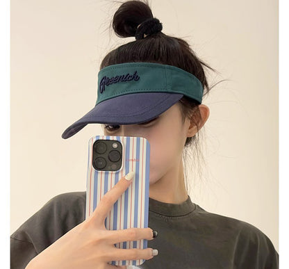 Lettering Embroidered Color Panel Visor Hat