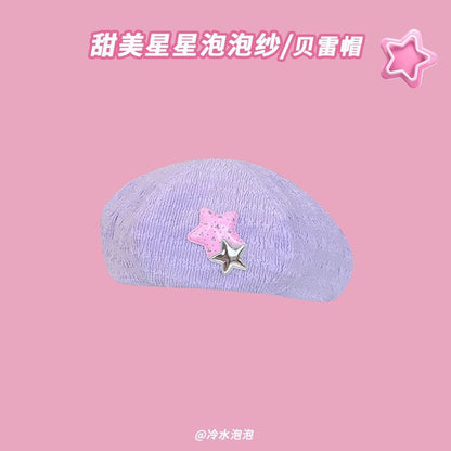 Star Applique Beret Hat