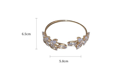 Alloy Bangle Leaf Open Rhinestone