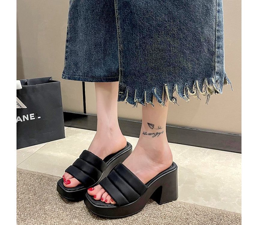 Platform Square-Toe Sandals Slide