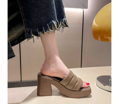 Platform Square-Toe Sandals Slide