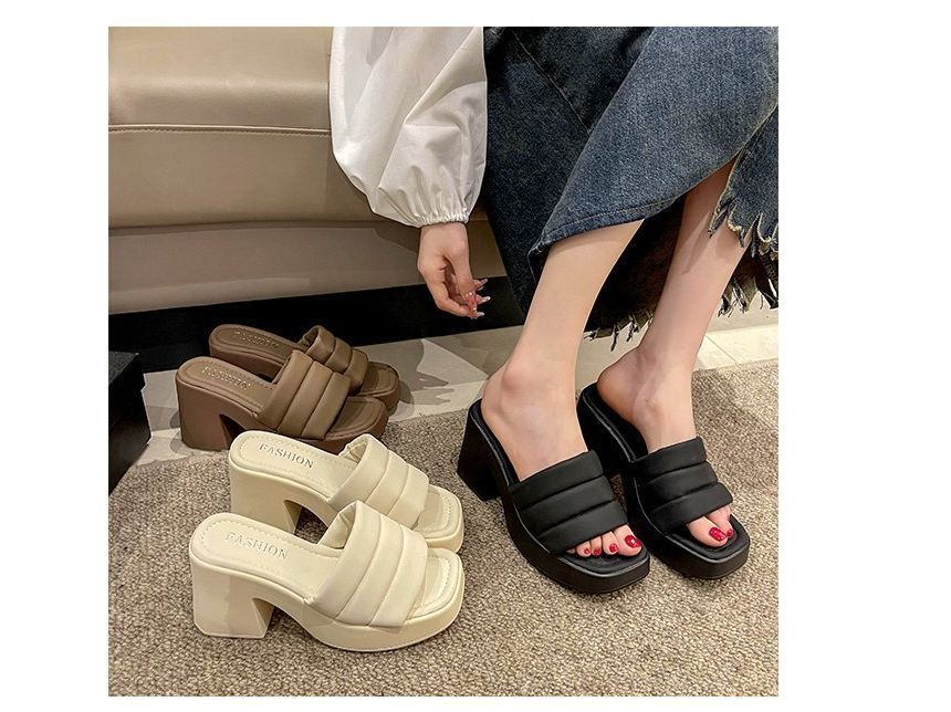 Platform Square-Toe Sandals Slide