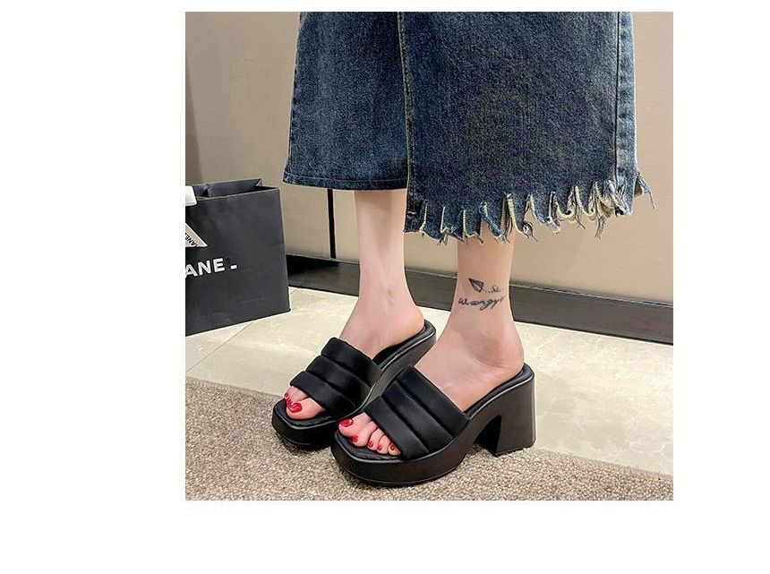 Platform Square-Toe Sandals Slide