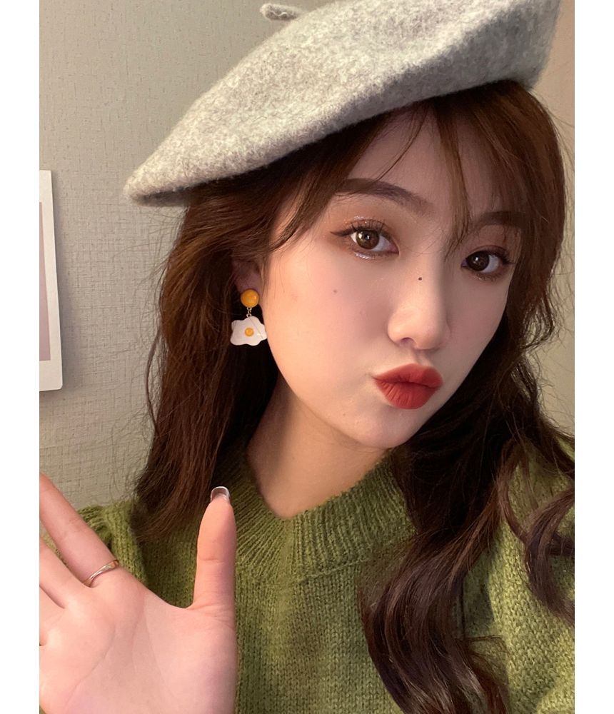 Earring Drop Egg Glaze Alloy Fried