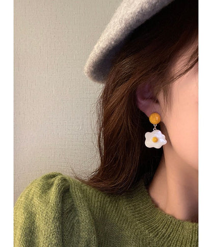 Earring Drop Egg Glaze Alloy Fried