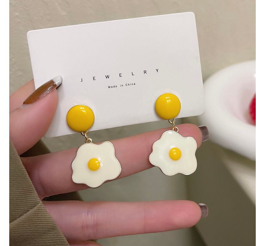 Earring Drop Egg Glaze Alloy Fried