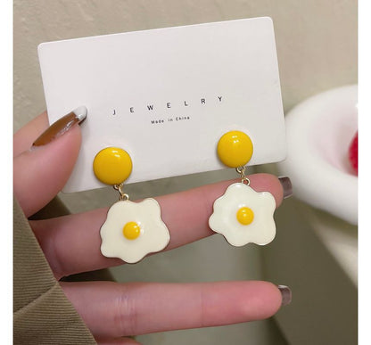 Earring Drop Egg Glaze Alloy Fried