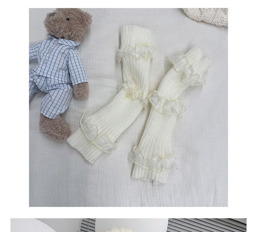 Ruffle Trim Ribbed Knit Leg Warmers