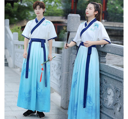 Couple Matching Dragon Print Hanfu Costume Set