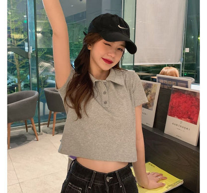 Embroidered Short-Sleeve Polo Heart Shirt