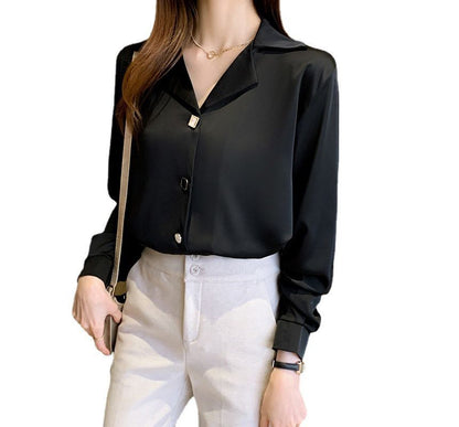 Short-Sleeve Plain Chiffon Shirt