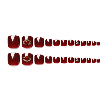 Rhinestone Faux Toe Nail Tips