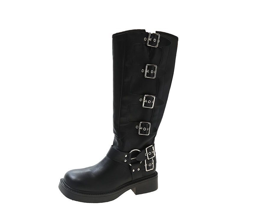 Knee Boots High Platform Multi-Buckle