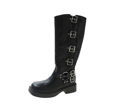 Knee Boots High Platform Multi-Buckle