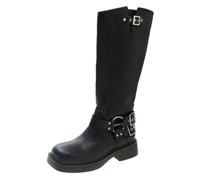 Boots High Multi-Buckle Knee Platform