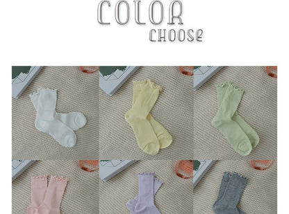 Plain Ribbed Lettuce Edge Socks / Set