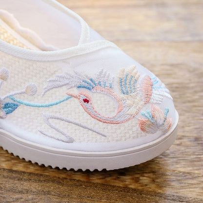 Pointed Wedge Embroidered Mary Jane Shoes