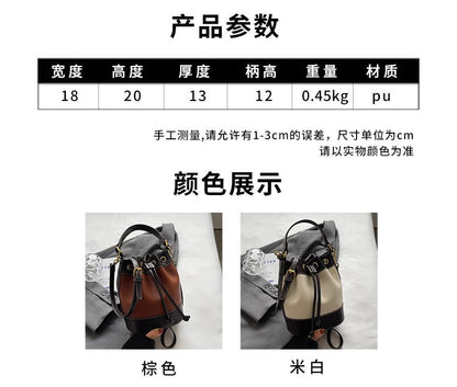 Contrast Trim Top Handle Bucket Bag