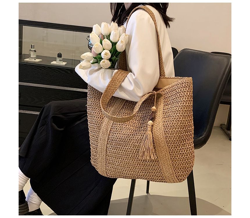 Woven Tasseled Tote Bag