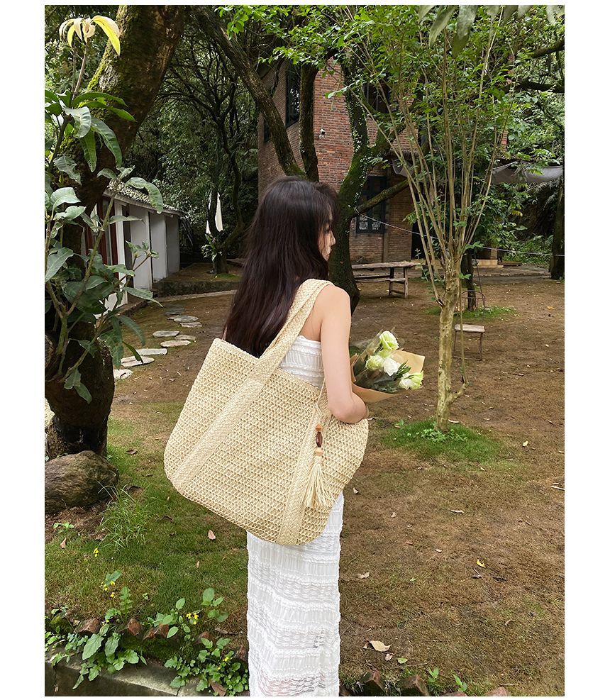 Woven Tasseled Tote Bag