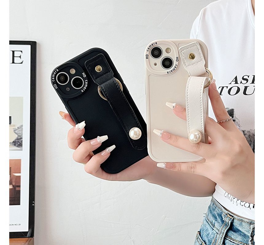 Faux Phone Pearl Case Hand Strap