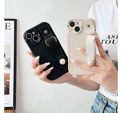 Faux Phone Pearl Case Hand Strap