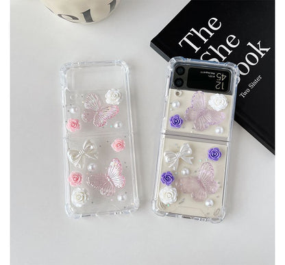 Butterfly Pearl Case Phone Faux Floral