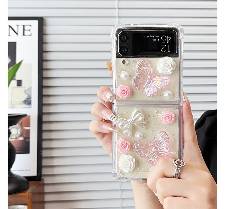 Butterfly Pearl Case Phone Faux Floral