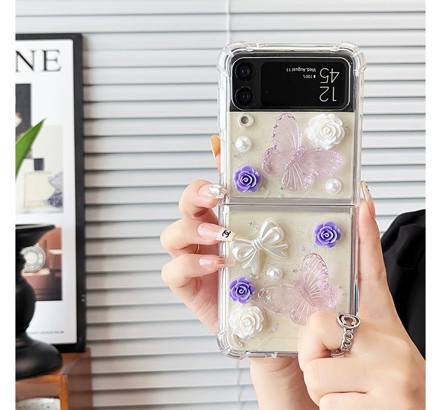 Butterfly Pearl Case Phone Faux Floral