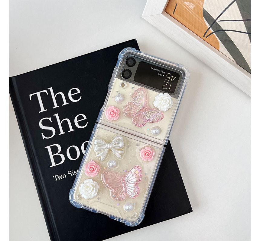 Butterfly Pearl Case Phone Faux Floral