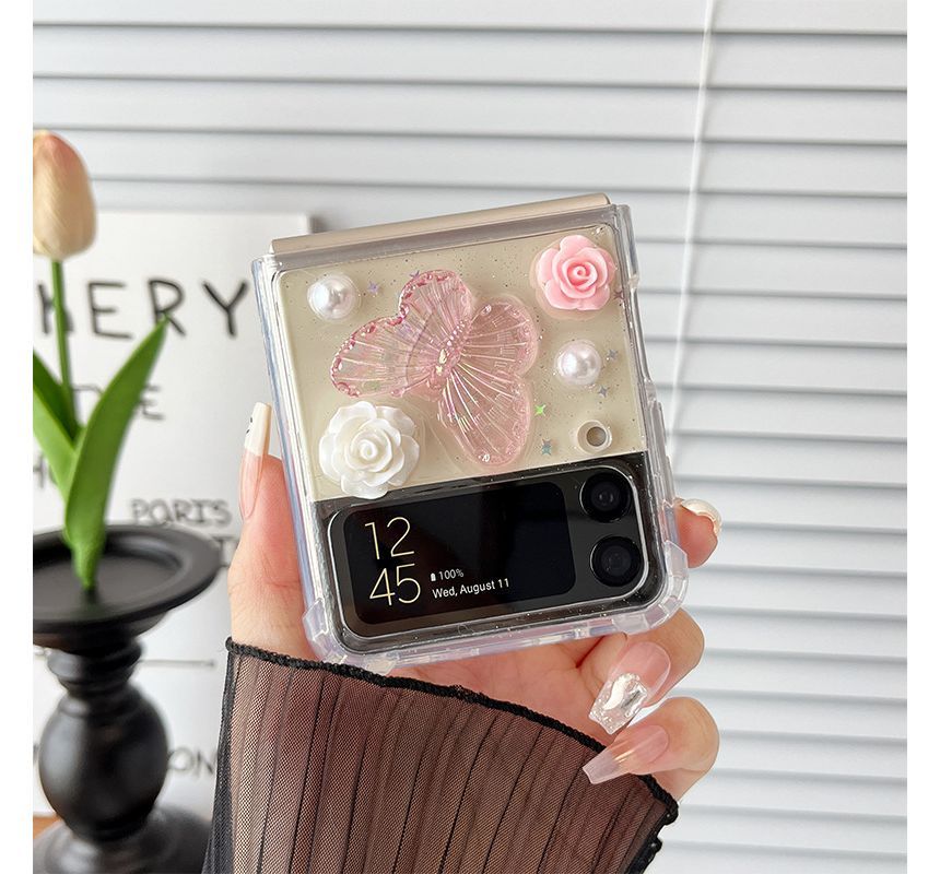 Butterfly Pearl Case Phone Faux Floral
