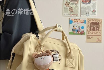 Bread Embroidered Top Handle Backpack / Charm / Set